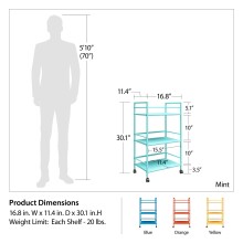Servierwagen >Rasmus< in Blau - 43x77x29 (BxHxT)