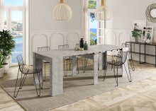 Kulissen-Esstisch >EXTENSIBLE< ausziehbar bis 237cm, Zementgrau Dekor - 90/237x78x51 (BxHxT)