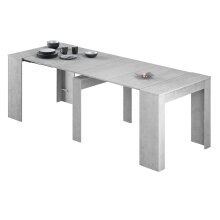 Kulissen-Esstisch >EXTENSIBLE< ausziehbar bis 237cm, Zementgrau Dekor - 90/237x78x51 (BxHxT)