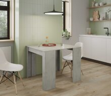 Kulissen-Esstisch >EXTENSIBLE< ausziehbar bis 237cm, Zementgrau Dekor - 90/237x78x51 (BxHxT)