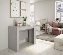 Kulissen-Esstisch >EXTENSIBLE< ausziehbar bis 237cm, Zementgrau Dekor - 90/237x78x51 (BxHxT)