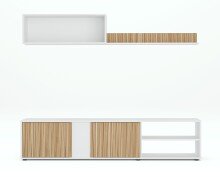 Wohnwand >ECCO< (3-teilig) Artik Weiß / Natur Dekor - 180x40x33 (BxHxT)