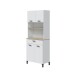 Mikrowellenumbauschrank >KIRA< 4 Türen, 1 Schub, Artik Weiß / Natur Dekor - 72x185x40 (BxHxT)