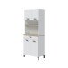 Mikrowellenumbauschrank >KIRA< 4 Türen, 1 Schub, Artik Weiß / Natur Dekor - 72x185x40 (BxHxT)