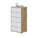 Hochkommode >GARONA< 5 Schübe, Nodi Eiche Dekor / Artik Weiß - 60x109x40 (BxHxT)