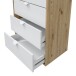 Hochkommode >GARONA< 5 Schübe, Nodi Eiche Dekor / Artik Weiß - 60x109x40 (BxHxT)