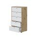 Hochkommode >GARONA< 5 Schübe, Nodi Eiche Dekor / Artik Weiß - 60x109x40 (BxHxT)