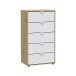Hochkommode >GARONA< 5 Schübe, Nodi Eiche Dekor / Artik Weiß - 60x109x40 (BxHxT)