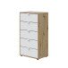 Hochkommode >GARONA< 5 Schübe, Nodi Eiche Dekor / Artik Weiß - 60x109x40 (BxHxT)
