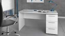 Schreibtisch >STYLUS< 3 Schubladen, in Artik Weiß - 138x74x60 (BxHxT)