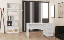 Schreibtisch >STYLUS< 3 Schubladen, in Artik Weiß - 138x74x60 (BxHxT)