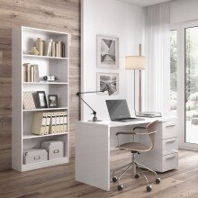 Schreibtisch >STYLUS< 3 Schubladen, in Artik Weiß - 138x74x60 (BxHxT)
