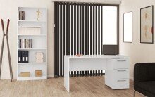 Schreibtisch >STYLUS< 3 Schubladen, in Artik Weiß - 138x74x60 (BxHxT)