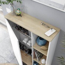 Garderoben-Set >ADHARA< (2-teilig) Canadian Eiche Dekor / Artik Weiß - 77x106x24 (BxHxT)