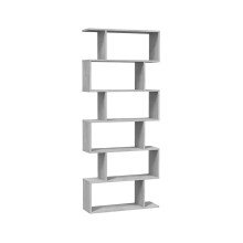 Anbauregal >ATHENA< Bücherregal, 6 Fächer, Zementgrau Dekor - 8x192x24 (BxHxT)