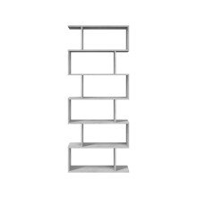 Anbauregal >ATHENA< Bücherregal, 6 Fächer, Zementgrau Dekor - 8x192x24 (BxHxT)