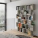 Anbauregal >ATHENA< Bücherregal, 6 Fächer, Zementgrau Dekor - 8x192x24 (BxHxT)