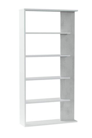 Anbauregal >ALIDA< Bücherregal, Zementgrau Dekor - 90x180x25 (BxHxT)