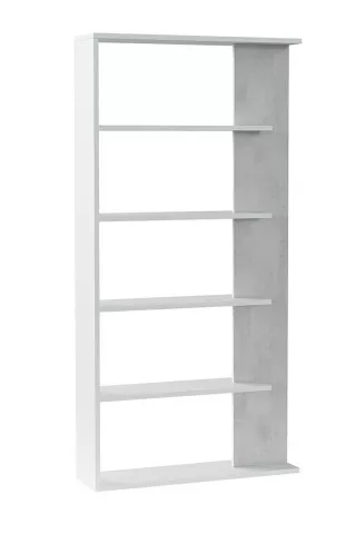 Anbauregal >ALIDA< Bücherregal, Zementgrau Dekor - 90x180x25 (BxHxT)