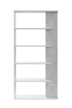 Anbauregal >ALIDA< Bücherregal, Zementgrau Dekor - 90x180x25 (BxHxT)
