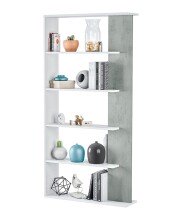 Anbauregal >ALIDA< Bücherregal, Zementgrau Dekor - 90x180x25 (BxHxT)