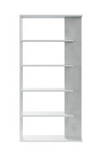 Anbauregal >ALIDA< Bücherregal, Zementgrau Dekor - 90x180x25 (BxHxT)