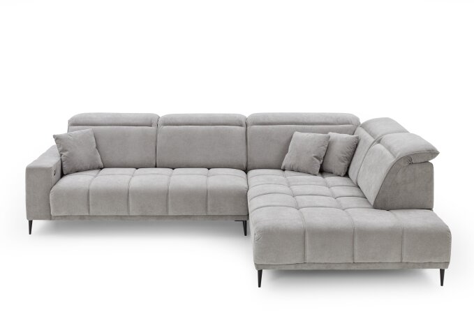 Wohnlandschaft >Lindesberg< 5 Kopfteilverstellungen, Federkern, hellgrau - 317x107x230cm (BxHxT)