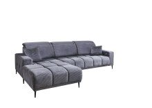 Wohnlandschaft >Lindesberg< Kopfteilverstellung, Federkern, Cord dunkelgrau - 286x107x195 (BxHxT)