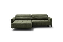 Wohnlandschaft >Wolve< Kopfteilverstellung, 2 Kissen, Cord grün - 277x108x179cm (BxHxT)