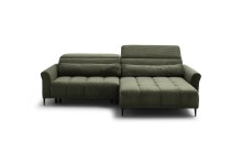 Wohnlandschaft >Wolve< Kopfteilverstellung, 2 Kissen, Cord grün - 277x108x179cm (BxHxT)