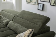 Wohnlandschaft >Wolve< Kopfteilverstellung, 2 Kissen, Cord grün - 277x108x179cm (BxHxT)