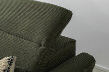 Wohnlandschaft >Wolve< Kopfteilverstellung, 2 Kissen, Cord grün - 277x108x179cm (BxHxT)
