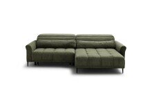 Wohnlandschaft >Wolve< Kopfteilverstellung, 2 Kissen, Cord grün - 277x108x179cm (BxHxT)