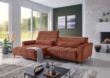 Wohnlandschaft >Wolve< Kopfteilverstellung, 2 Kissen, Cord rost - 277x108x179cm (BxHxT)