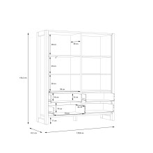 Highboard >NOTE< 2 Türen, 4 Schübe, Beton / Kiefer Dekor - 129,8x154,2x43,1cm (B/H/T)