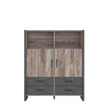 Highboard >NOTE< 2 Türen, 4 Schübe, Beton...