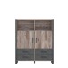 Highboard >NOTE< 2 Türen, 4 Schübe, Beton / Kiefer Dekor - 129,8x154,2x43,1cm (B/H/T)