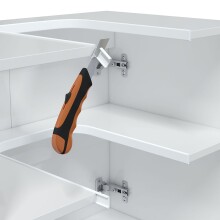 Waschbeckenunterschrank >DESTAL< für Sockelwaschbecken, 2 Türen, Weiß glänzend - 60x64x40 (BxHxT)