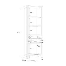 Standregal >NOTE< 4 Fächer, 2 Schübe, Beton / Kiefer Dekor - 67,7x204,4x43,1cm (B/H/T)