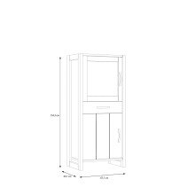 Stauraumvitrine >NOTE< 2 Türen, 1 Schublade, Beton / Kiefer Dekor - 67,7x154,2x43,1cm (B/H/T)