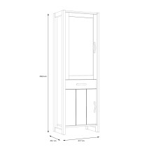 Stauraumvitrine >NOTE< 2 Türen, 1 Schublade, Beton / Kiefer Dekor - 67,7x205,4x43,1cm (B/H/T)