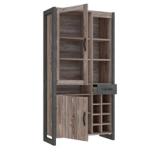 Highboard >NOTE< 2 Türen, 1 Schub, Beton / Kiefer Dekor - 104,9x205,4x43,1cm (B/H/T)