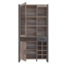 Highboard >NOTE< 2 Türen, 1 Schub, Beton / Kiefer Dekor - 104,9x205,4x43,1cm (B/H/T)