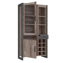 Highboard >NOTE< 2 Türen, 1 Schub, Beton / Kiefer Dekor - 104,9x205,4x43,1cm (B/H/T)