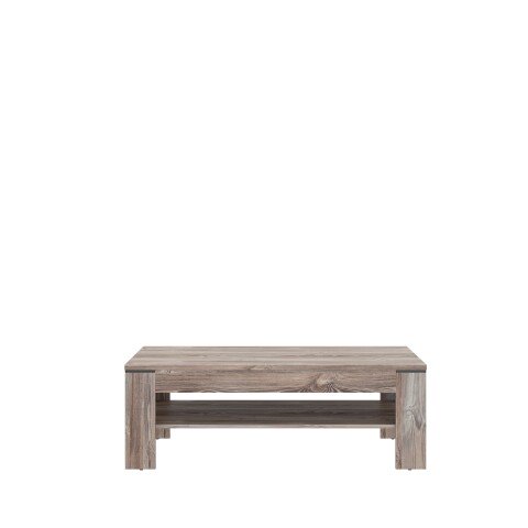 Couchtisch >NOTE< mit Ablageboden, Beton / Kiefer Dekor - 120x43x75cm (B/H/T)