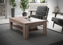 Couchtisch >NOTE< mit Ablageboden, Beton / Kiefer...