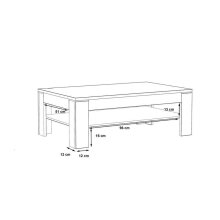 Couchtisch >NOTE< mit Ablageboden, Beton / Kiefer Dekor - 120x43x75cm (B/H/T)