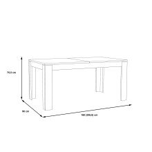Kulissen-Esstisch >NOTE< ausziehbar bis 206cm,  Kiefer Dekor - 160/206x75x90cm (B/H/T)