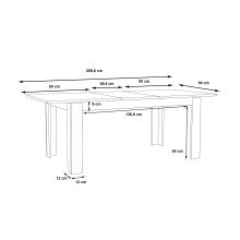 Kulissen-Esstisch >NOTE< ausziehbar bis 206cm,  Kiefer Dekor - 160/206x75x90cm (B/H/T)