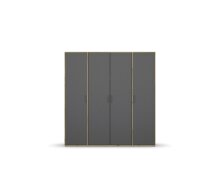 Drehtürenschrank >Voyager< 7 Böden, 1 Stange, grau metallic / Eiche Dekor - 187x194x53 (BxHxT)